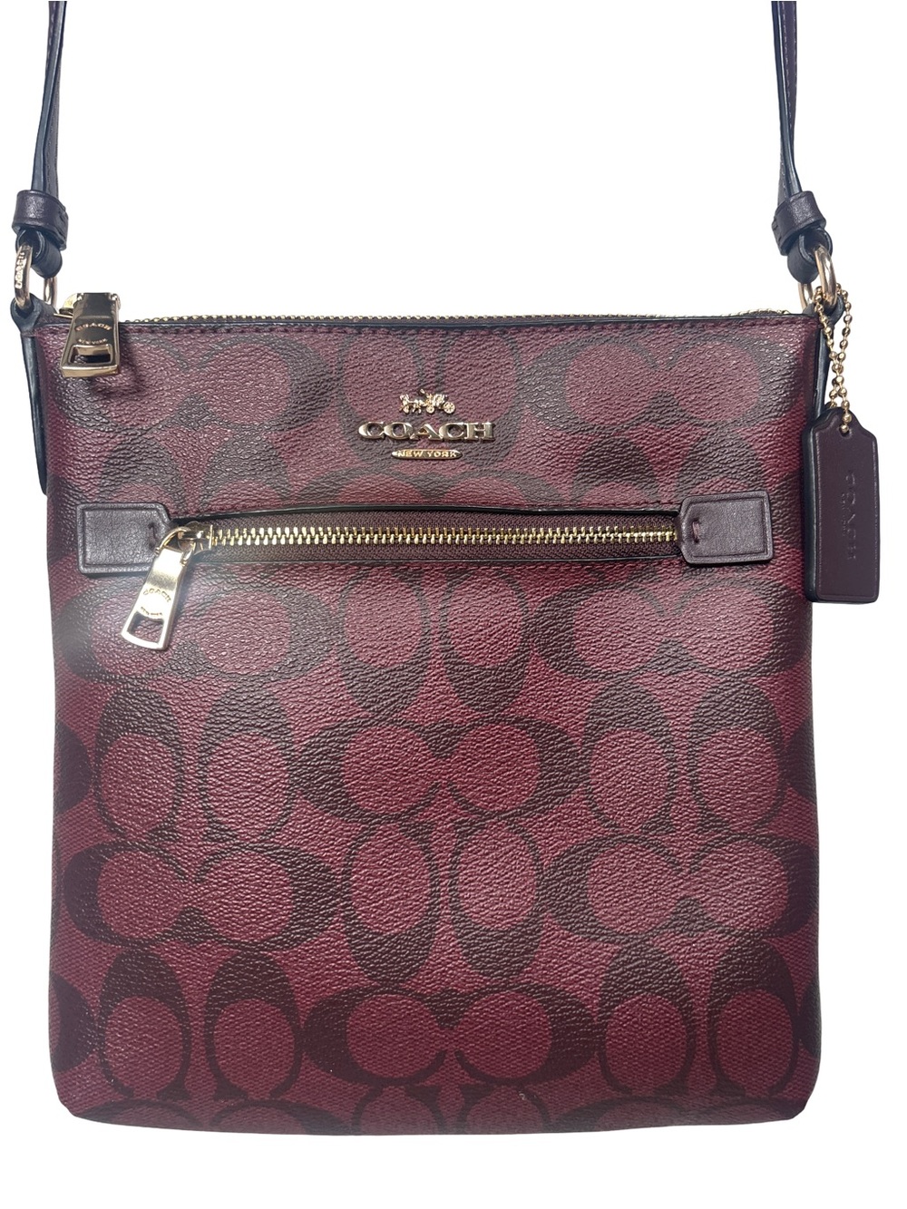 Coach Mini Rowan Maroon/Oxblood  Signature Crossbody Bag EUC